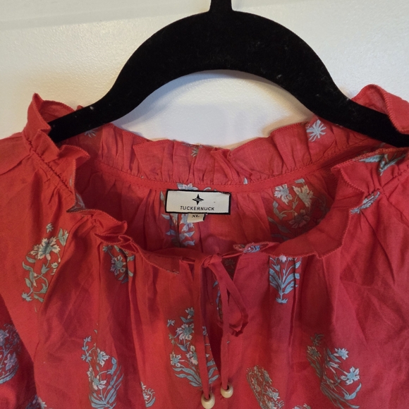 TNUCK BEACH Scarlet Bouquet Blockprint Cassis Top - Picture 3 of 6